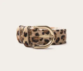 Ceinture 25mm imprimé en cuir poils léopard