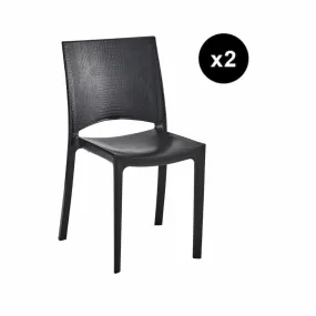 Lot De 2 Chaises Design Anthracite Effet Croco Arlequin | 3 Suisses