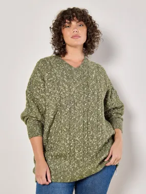 Pull Moucheté En Maille Torsadée Curve Vêtements Apricot